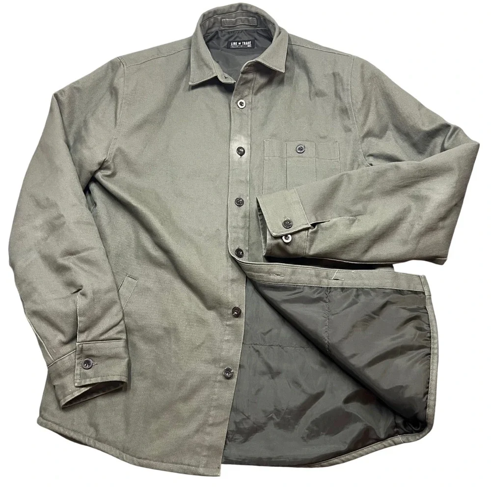 Line of Trade Mens Insulated Shirt Jacket Barn Chore Green Twill Workwear Medium